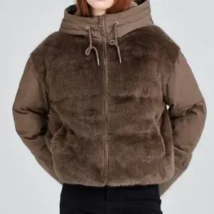 여성 따뜻한 퍼 캐주얼 세련 가벼운 소재 보온 스타일 겨울 아우터 숏패딩 윈터 후드