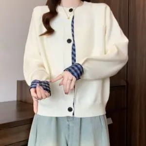 여성 일체형 포인트 레이어드 디자인 데일리 패션 셔츠 가디건 단추