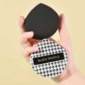 블랙 체크 패턴 말랑 모찌 쿠션 퍼프 케이스 세트 품 메이크업 화장