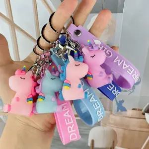 귀엽고 깜찍한 칼라 유니콘 스트랩 인형 가방 바지 장식 PVC 어린이 실리콘 백팩