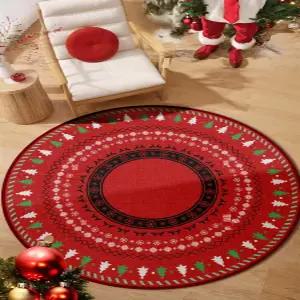 크리스마스크리 매트 원형러그 파티 포인트 산타 인테리어 가리개 트리러그