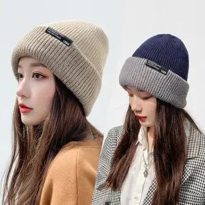 1966 양면 투톤 니트 비니 겨울모자 남녀공용 2ea