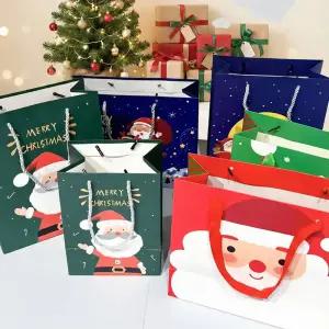 메리 크리스마스 쇼핑백 산타클로스 루돌프 종이쇼핑백 종이백 10개입