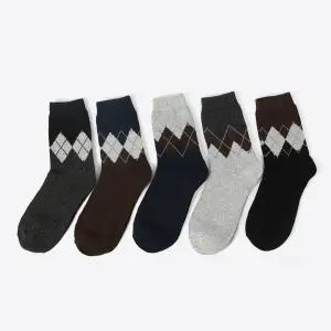 5켤레세트 데일리 중목양말 남성용 선물세트 캐주얼 겨울 정장 가을 아가일 체크 신사