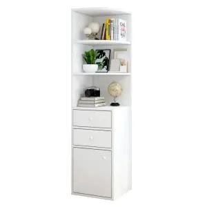 코너수납장 모서리 선반 코너장 틈새장 거실 코너장 웜화이트 30x30x150cm