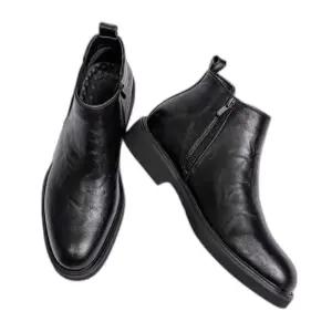 남성 앵글 부츠 구두 남자 가죽 지퍼 반부츠