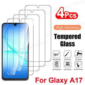 삼성 갤럭시 A17용 강화 유리 4개 HD 투명 프리미엄 보호 화면