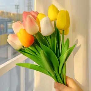 5송이1세트 생화같은 조화 튤립 인테리어 테이블 장식 가짜 인조 부케 미니 꽃 다발 졸업식 셀프웨딩 소품