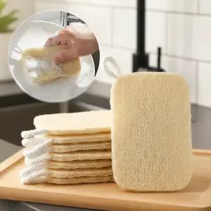6개1세트 주방 천연 수세미 설거지 욕실 청소 스펀지 양면 식물 열매 삼베 그물 망사 루파 다목적 식기세척