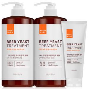 모노카라 맥주효모 영양 단백질 트리트먼트 1000ml 2개+200ml 1개 탈모 모발 탄력