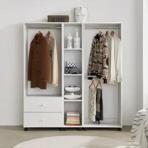 동서가구 밀면 밀리는 오픈형 서랍 행거 옷장 고정형 바퀴 이동형 드레스룸 선택 DF918156 모음