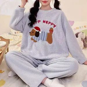 쉬블림로브 (상의+하의) 여성 극세사 패턴 수면잠옷 GWD0369