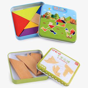 케이스 칠교놀이 T퍼즐/원목 블럭교구 학습 유아교육