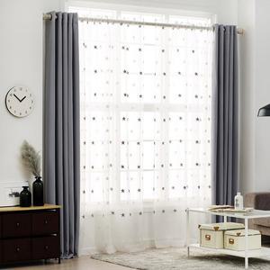 [라이크홈]감각적인 별자수 소프트 쉬폰커튼 그레이 2P