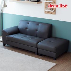 데코라인 링크 2인 가죽 쇼파+스툴