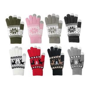 스마트폰 터치 니트 장갑 남녀공용 겨울 기모 커플 눈꽃 사슴 노르딕