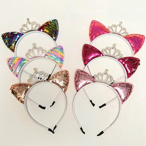 유아동 어린이 스팽클 고양이 왕관 헤어밴드 , 아띠랑스액세서리
