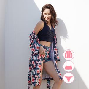 베이직엘르 여성인 플라워 로브 비치웨어 비키니 3종세트 BEL-V207N