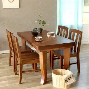 해찬솔 통원목 비담 4인용 식탁세트A 1350 (등의자4개)/통원목다리/의자포함/