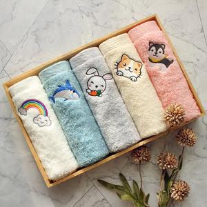 [어메니티타올]러블리 40수 캐릭터 어린이집 고리수건 5장 세트 유치원 주방 핸드타올