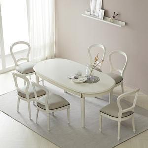 [피어젠] 프렌치 앤틱 크램드 원목 6인 식탁세트 빈티지화이트