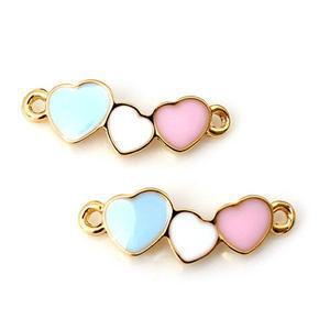 싼비즈 [7459-01]에폭펜던트 하트세개양고리 21x7mm 파스텔골드 ,1개