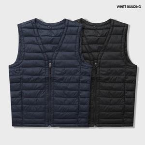 화이트빌딩 남자패딩조끼 경량 덕다운 남여공용 브이넥 커플 조끼 패딩