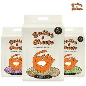 [버터앤치즈] 씬 프리미엄 고양이 두부모래 가는입자 7L 6팩 모음 (오리지널/그린티/라벤더)