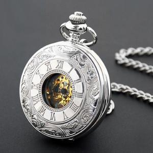 남자 실버 미니창 태엽시계 회중 펜던트 시계