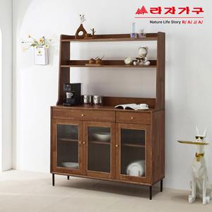 라자가구 리브 페틴 고무나무 1200 유리도어 서랍 주방수납장 상하부장 RDL053