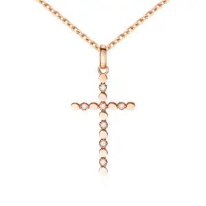 18K 프롱 큐빅 라운드 십자가 펜던트 L NPP40626