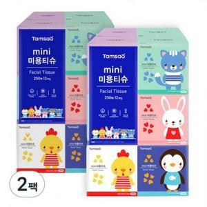탐사 미니 미용티슈 250매, 250매입, 24개 one option