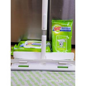 3M 올터치 더블액션 막대걸레 청소포 세트 (대형 막대+물걸레 20매+정전기 10매) 스카치브라이트