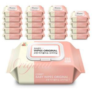 코멧 아기물티슈 오리지널 캡형 100매 x 20팩 대용량 신생아 도톰한 저자극 스페셜