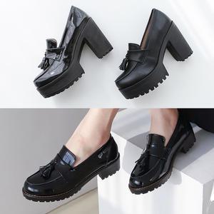 여성 태슬 로퍼 무광 애나멜 구두 6종 여자단화 통굽 가보시굽 - SW-방울