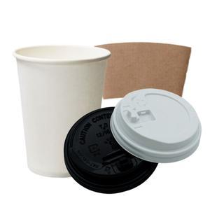 테이크아웃 일회용 200개세트 12온스종이컵+개폐검정+무지홀더 커피컵