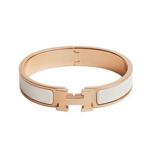 에르메스 클릭아슈 H Blanc 뱅글 여성 팔찌 로즈 골드 화이트 PM H700001FO31