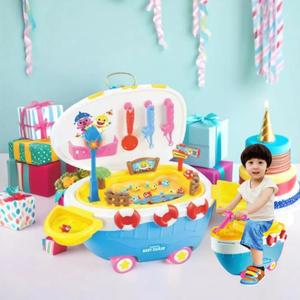 핑크퐁 상어가족 낚시놀이 붕붕카 멜로디 장난감 회전 물고기잡기 게임 낚싯대 자동차 유아