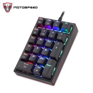 Motospeed K24 매크로 기계식 숫자 키패드 유선 21 키 RGB 백라이트 게임용 키보드 PC 노트북 용 빨간색 파