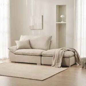 삼익가구 두모브 구스 패브릭 2인용 소파 스툴포함)