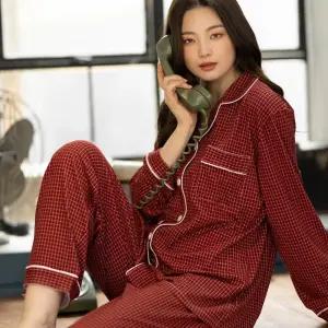 모더니 체크 피치기모 커플 잠옷 여성 홈웨어 상하세트