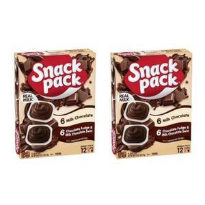 스낵 팩 초콜릿 퍼지 & 밀크 소용돌이 푸딩 컵, 3.25온스, 12개들이 (2팩)