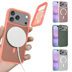 아이폰 17 16 15 14 13 12 프로 맥스 심플 컬러 마그네틱 맥세이프 호환 반투명 슬림 하드 핸드폰 케이스