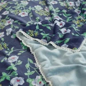 네이비 그라운드 레이스 밍크극세사 담요_150X200