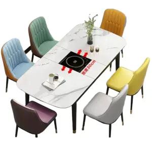 대리석 식탁 확장형 인덕션 6인용 세라믹 접이식 테이블 다이닝 가정용