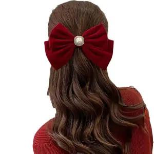 [콩심팥심]패션 벨벳 리본 자동핀 헤어악세사리 진주 머리핀