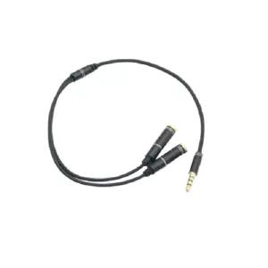 Coms 이어폰 2분배 케이블 30cm Y형 블랙 연장선