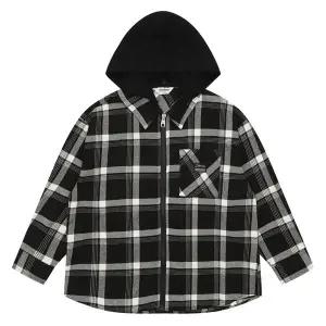 [보리보리/에꼴리에]남아 후드 탈착 체크 집업 셔츠 21D5331_BK