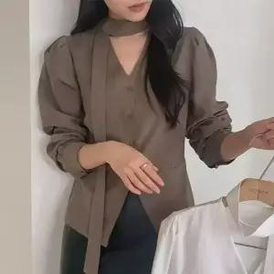 [코코블랑] 포트테 기모 타이 블라우스(타이set)