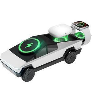 3in 1 마그네틱 고속 무선 충전 데스크탑 사이버트럭 폰 스탠드 (아이폰 17, 16 Pro Max, 애플 &  워치, 에